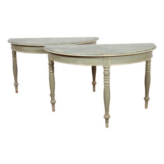 Swedish Painted Console Tables, Set of 2 For Sale