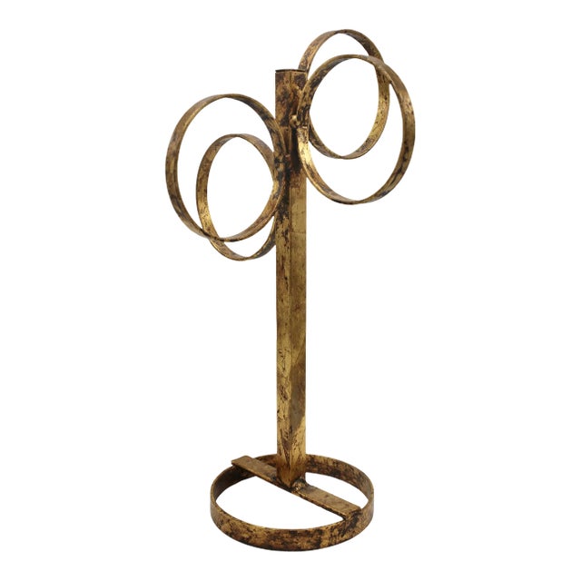 Mid Century Italian Golden Gilt Metal Hand Towel Rack For Sale