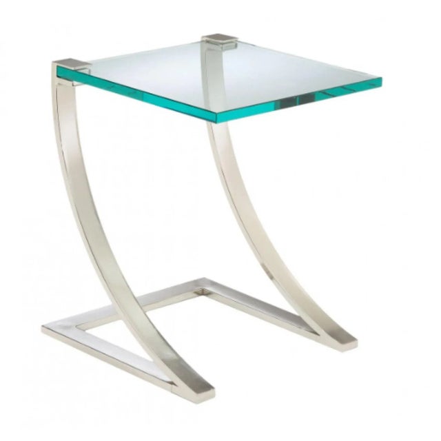 Contemporary Polished Nickel and Glass Side Table For Sale In Atlanta - Image 6 of 6
