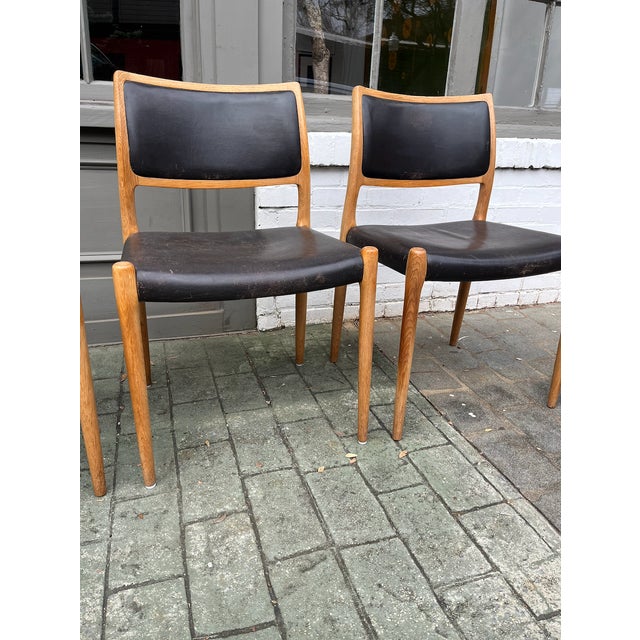 Brown Set of 4 Niels Moller Model 80 Dining Chairs, 1970s For Sale - Image 8 of 11