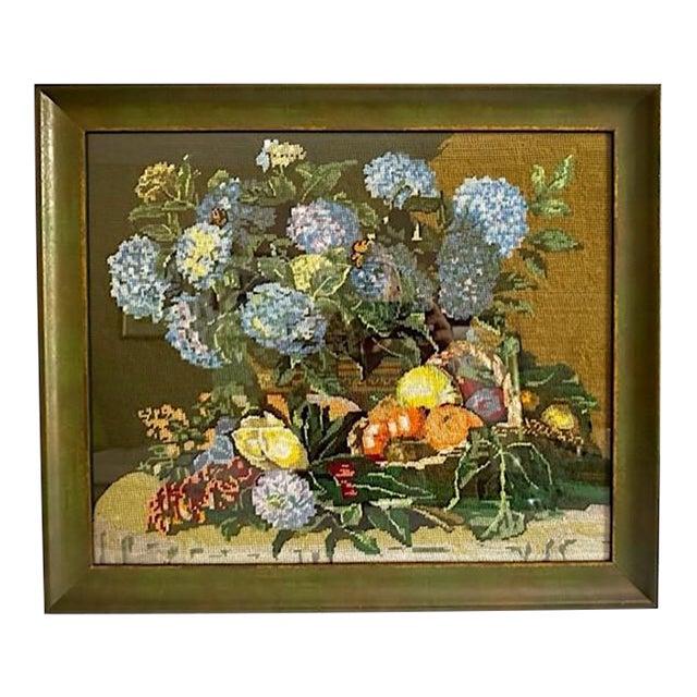 Vintage Floral Needle Point For Sale