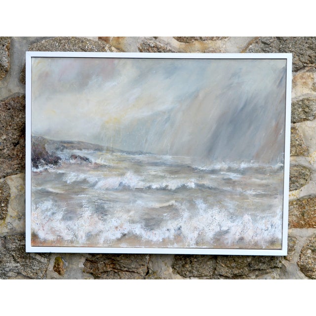 A frequent winter scene in Cornwall. The south westerly tears into the bay blotting out the bright day. The last rays just...