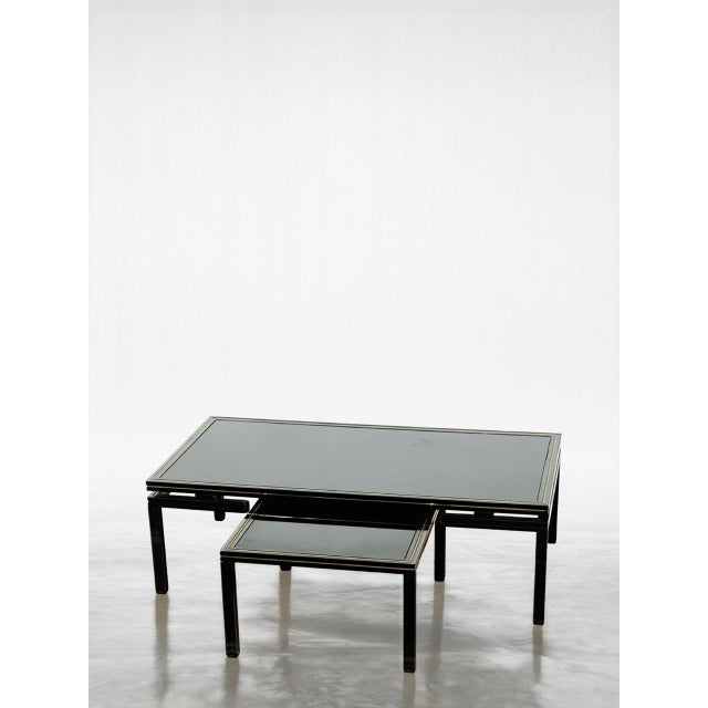 1970s Vintage Black Glass Nesting Table by Pierre Vandel, 1970s, Set of 2 For Sale - Image 5 of 9