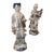 Vintage Italian Blue & White Porcelain Musical Figurines With Gold Accents, Pair For Sale