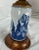 Blue and White English Porcelain Iris Mini Lamp With Grass Cloth Shade For Sale - Image 11 of 13