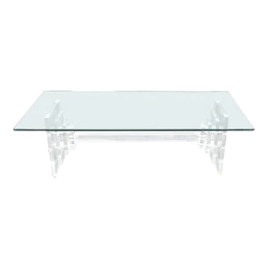 Stacked Lucite Base Rectangular Glass Top Coffee Table