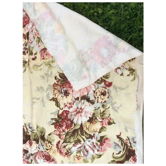 Textile Vintage Art Deco Floral Fabric, 11 Yards Never Used, Hand Print Buckingham For Sale - Image 7 of 8