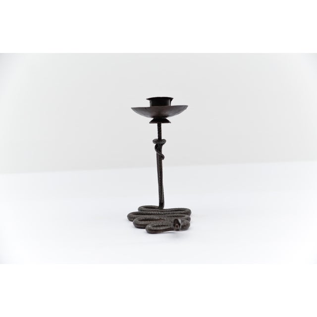 Hand-Forged Iron Snake Design Sculpture Candleholder, 1960s For Sale - Image 4 of 13