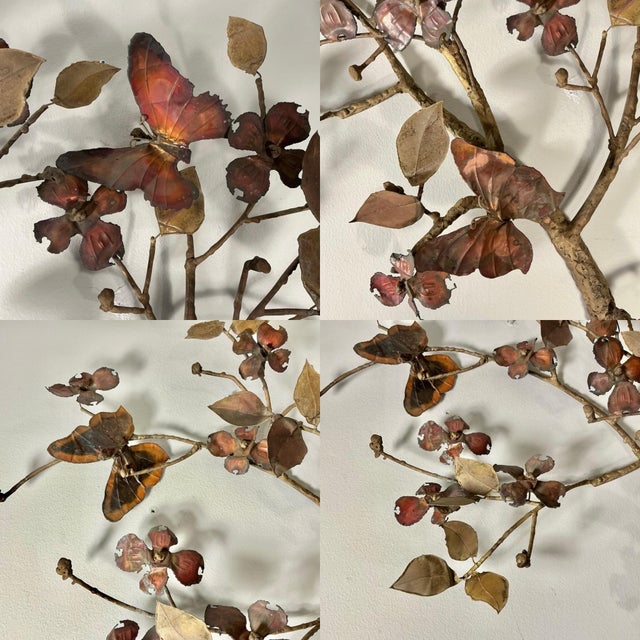 Copper Mid-Century Modern Brutalist Copper and Brass Tree Branch Wall Sculpture, Circa 1960s For Sale - Image 8 of 12