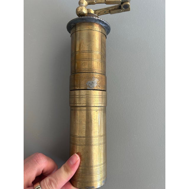 Early 20th Century Brass Ottoman Turkish Coffee/Spice Grinder Mill 9” Tall For Sale In Cincinnati - Image 6 of 7