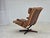 Scandinavian Swivel Armchair in Brown Furniture Leather, 1960s For Sale - Image 12 of 16