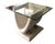 1980s Postmodern Tessellated Mactan Stone Curved Pedestal Side Table With Glass Top For Sale