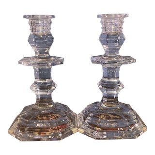 Late 20th Century Baccarat French Crystal Candlesticks- a Pair For Sale