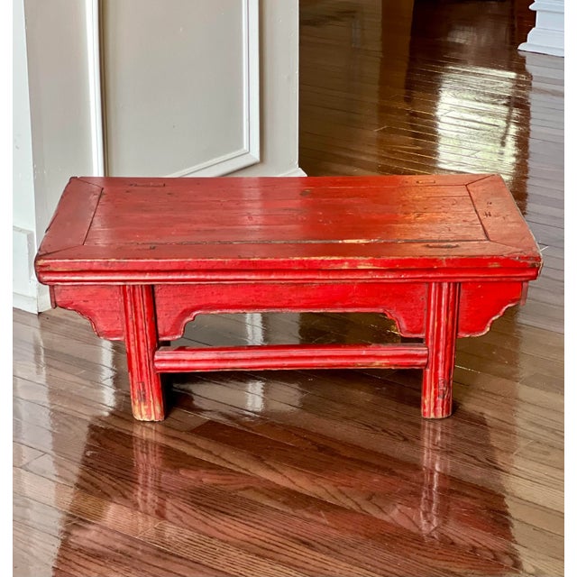 1910s 1910s Antique Chinese Red Lacquer Low Kang Table For Sale - Image 5 of 12