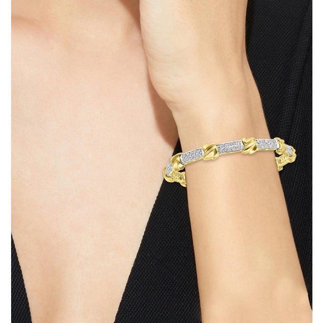 Two-Tone 5 Carat Diamond Bracelet in 14 Karat Yellow Gold, Estate For Sale - Image 9 of 18