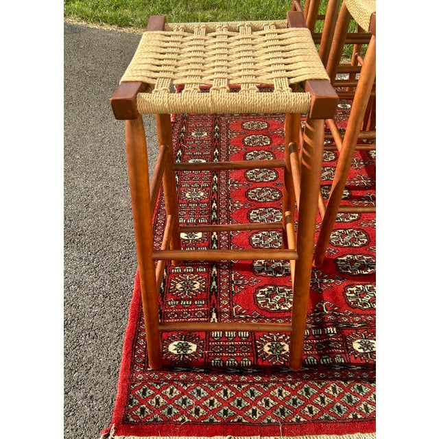 Vintage 1960's Mid-Century Modern Stools/Birch & Seagrass/Made N Japan/Rare For Sale - Image 11 of 12