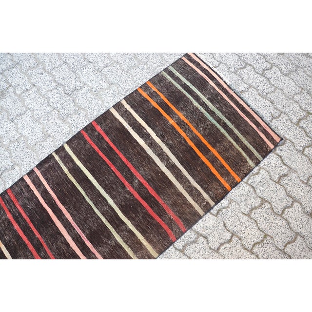Textile 1960s Turkish Handmade Stripe Kilim Runner Rug For Sale - Image 7 of 11