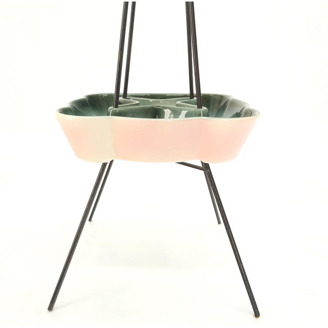 c.1950's Ceramic Pottery & Wire Base Floor Standing 2 Tier Ashtray