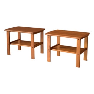 Danish Modern Pair of Two-Tier Teak Serving Cart End Tables by BRDR Furbo For Sale
