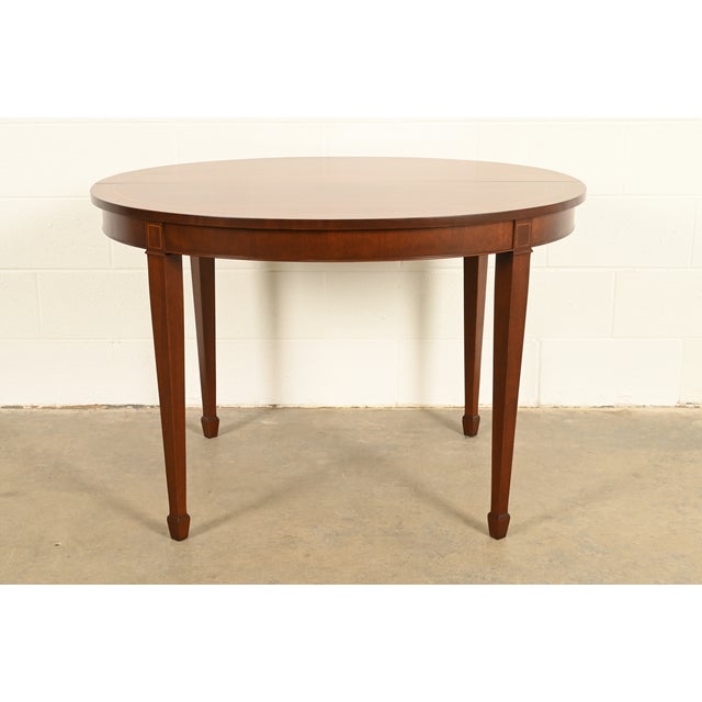 Kindel Furniture Federal Inlaid Mahogany Extension Dining Table, Newly Refinished For Sale - Image 14 of 15