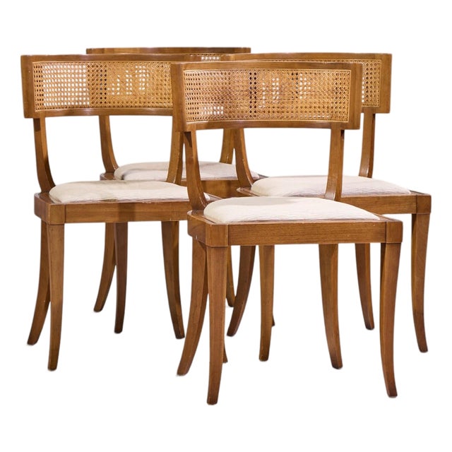 Michael Taylor for Baker Klismos Mid Century Cane Dining Chairs - Set of 4 For Sale