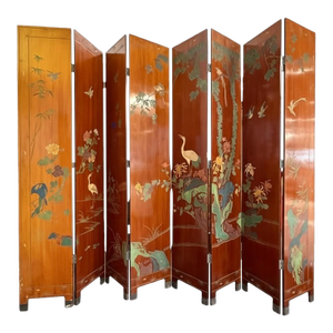 Chinese Lacquered Eight-Panel Folding Screen