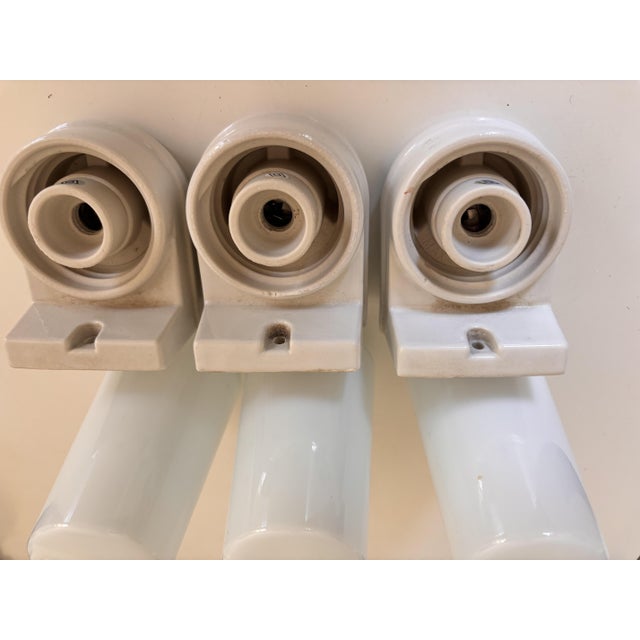 White Porcelain & Opaline Glass Model 6080 Wall Lights by Sigvard Bernadotte for Ifö, 1960s, Set of 3 For Sale - Image 9 of 11