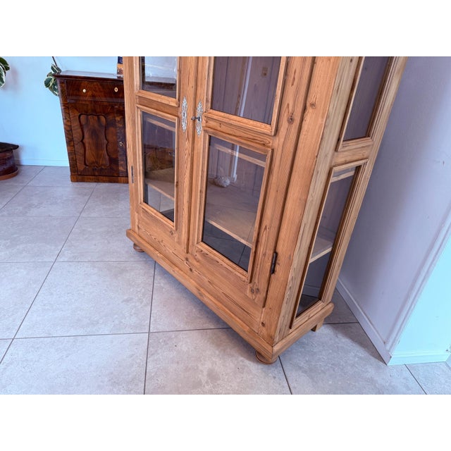 Brown Antique Farmhouse Display Cabinet in Natural Wood For Sale - Image 8 of 10