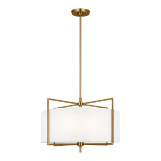 Chapman & Myers By Visual Comfort Studio Perno 4-Light Medium Hanging Shade Pendant in Burnished Brass For Sale