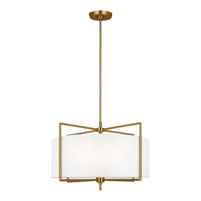 Chapman & Myers By Visual Comfort Studio Perno 4-Light Medium Hanging Shade Pendant in Burnished Brass For Sale