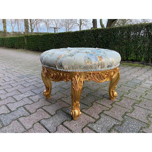Gold Late 20c French Louis XVI Gold Damask Bench - 1 Pc For Sale - Image 8 of 11