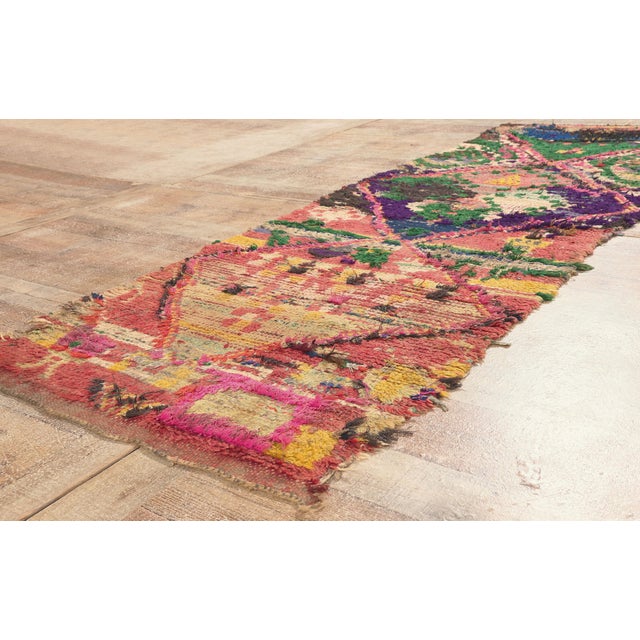 Pink Vintage Boujad Boucherouite Moroccan Rug, 03'00 X 08'05 For Sale - Image 8 of 10