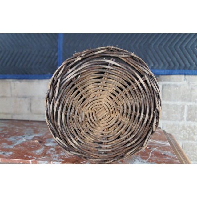 Bottle Green Antique French Wicker Wrapped Green Glass Demijohn Wine Bottle Jug Carboy For Sale - Image 8 of 9