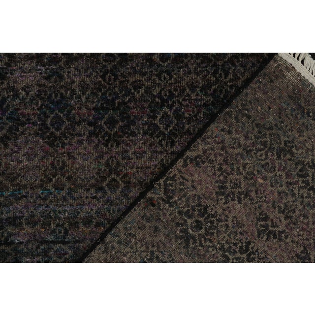 Rug & Kilim’s Contemporary Rug in Black, Blue and Purple Geometric Patterns For Sale In New York - Image 6 of 7