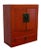 Mid 20th Century Ancient Chinese Red Lacquered Square Cabinet With Brass Hardware From the 1900s For Sale - Image 5 of 8