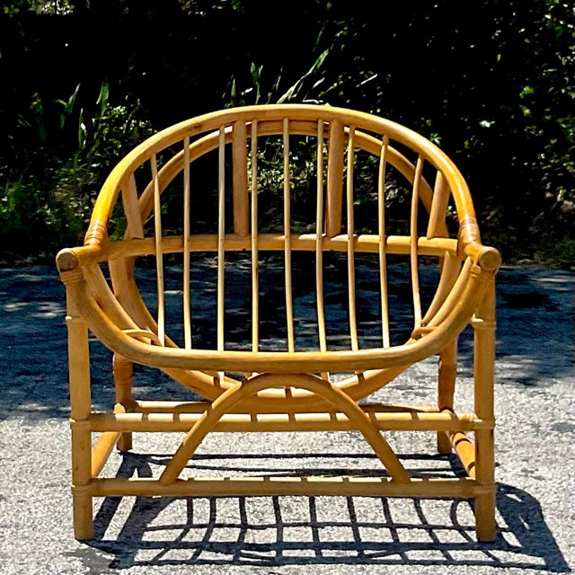 Vintage Coastal Bent Rattan Lounge Chair For Sale - Image 9 of 9