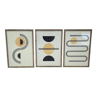 1970s Set of 3 Framed Geometric Abstract Art Prints. For Sale