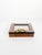 Elegant French decorative box from the 20th century, crafted from richly figured burl wood, glass, and brass, combining...