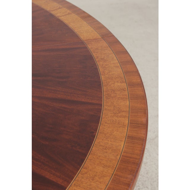 Round Large Banded Mahogany Inlaid Dining Table For Sale - Image 18 of 18