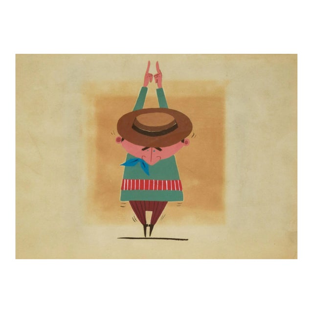 How Tall I Am! - Original Tempera on Paper by Renato Rascel - 1970s 1970s For Sale