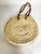 Woven rattan and leather bag, bohemian style, France, 20th century. Charming round bag made from woven natural fibers,...