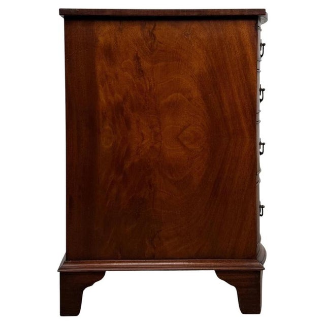Metal Antique English Serpentine Mahogany Kneehole Desk For Sale - Image 7 of 12