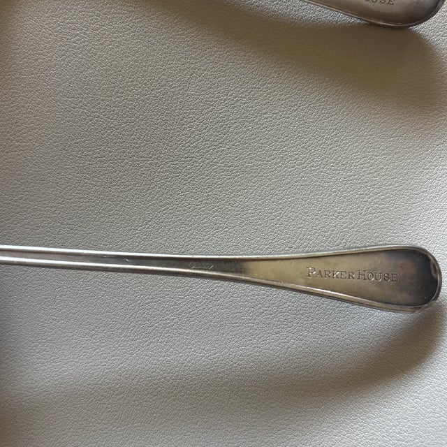 International Silver Antique International Silver Co. Hotel Ware Silver Plate Trident Oyster Forks Set of 2 From the Parker House Hotel in Boston Circa 1910 For Sale - Image 4 of 9