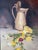 Vintage Floral & Pitcher Still Life Oil Painting on Masonite - Framed For Sale - Image 12 of 13