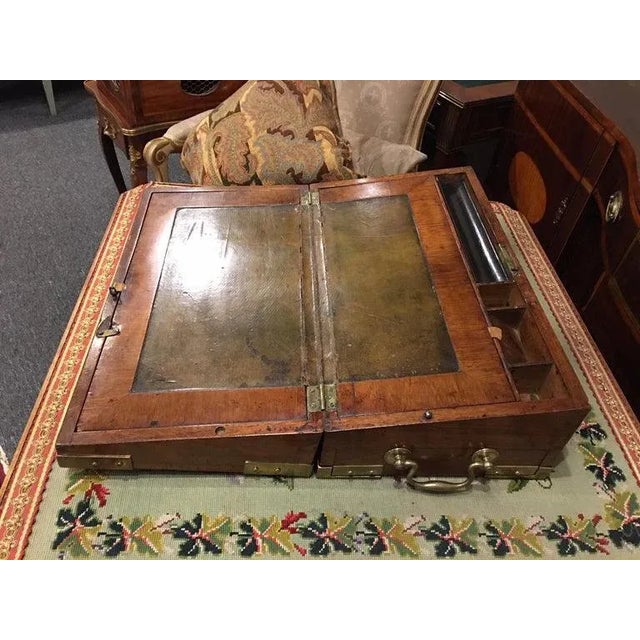 English Regency Mahogany Travelling Sloped Lap Desk Box, 19th Century For Sale - Image 10 of 13