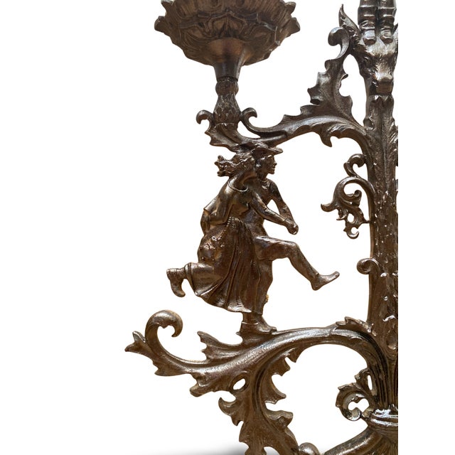 Gothic Revival Patinated Wrought Iron Candelabra, 19th Century For Sale - Image 6 of 17