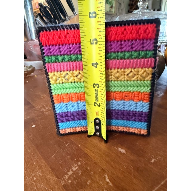 Multi-Colored Handmade Tissue Box Cover For Sale - Image 4 of 5