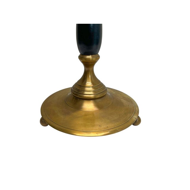 Brass and Black Laquered Floor Lamp on Ball-Shape Legs, 1980s For Sale - Image 9 of 10