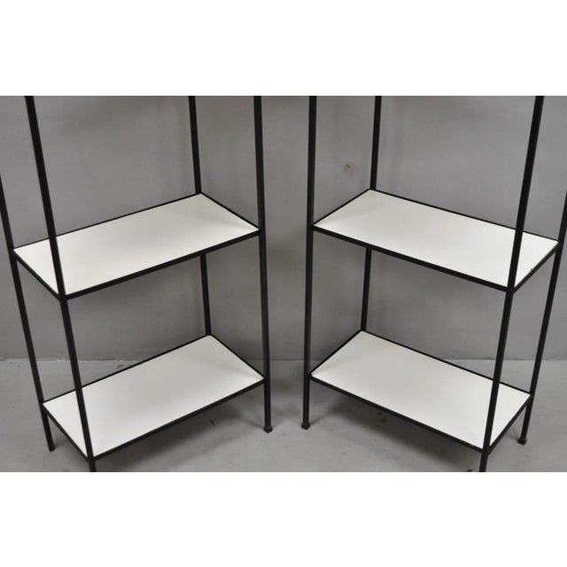 Vintage Mid Century Modern Narrow Arched Wrought Iron Etagere Bookcase - A Pair For Sale In Philadelphia - Image 6 of 14