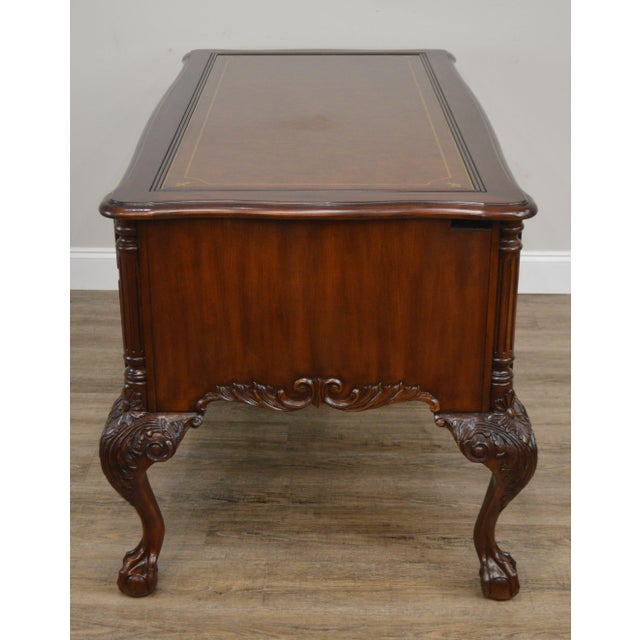 Sligh Ellis Line Mahogany Chippendale Style Claw Foot Leather Top